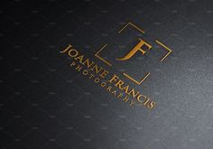 a black and gold business card with the letter f on it's front side