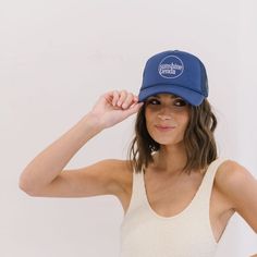 We are loving our Sunshine Tienda trucker hats! We wanted a fun and casual on brand option for all year long. These hats are breathable and adjustable. We can't wait to see you rocking our cute merch! Color: Navy and White Size: One Size Fits All Material: Embroidered Cotton and Mesh Fabric ALL SALES FINAL Cute Merch, We Are Love, You Rock, Trucker Hats, Mesh Fabric, One Size Fits All, Navy And White, See You, Trucker Hat