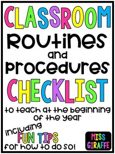 classroom routine and procedure checklist for teachers