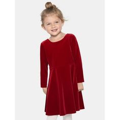 The Children's Place Toddler Girls Velour Long Sleeve Dress will become her wardrobe favorite this season. This soft and comfy tiered velour knit dress is functional making her ready for whatever comes her way! The velour dress comes in a beautiful red shade giving her effortless style for the holiday season or year-round. Showcasing a pullover style, knit crew neck, and designed in an above the knee length. The Children's Place Toddler Girls Velour Long Sleeve dress comes in sizes 2T-5T. Gender Girls Sweater Dress, Velour Dress, Everyday Dress, Cotton Pajamas, Baby And Toddler, Everyday Dresses, Girls Long Sleeve, Childrens Place, Girly Girl