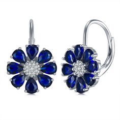 PRICES MAY VARY. 💎Blue Created Sapphire Earrings: These stunning earrings feature high quality created Blue Sapphires in a classic and versatile design. They are the definition of the "everyday pair of earrings" and therefore the quintessential addition to fine jewelry collections. 💎925 Sterling Silver Leverback Earrings: All parts are crafted in 925 sterling silver, nickel-free, lead-free, cadmium-free, hypoallergenic, safe for a women’s sensitive skin. VIBRANT color, STURDY leverbacks, stone Amethyst Flower, Leverback Earrings, Amethyst Jewelry, Sapphire Earrings, Amethyst Earrings, Fine Jewelry Collection, Sapphire Jewelry, Stunning Earrings, Pear Cut