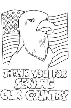 an eagle with the words thank you for serving our country in black and white ink