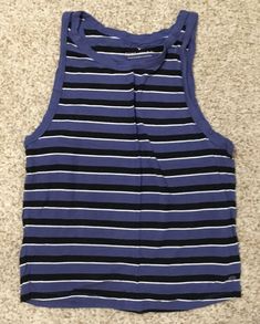 AMERICAN EAGLE BLUE STRIPED TANK TOP SIZE MEDIUM #AmericanEagleOutfitters #Basic #Casual Striped Racerback Tank Top For Summer, Blue Cotton Racerback Tank Top, Casual Blue Tops With Contrast Stripes, Striped Racerback Tops For Spring, Fitted Blue Top With Contrast Stripes, Sleeveless Cotton Tank Top With Contrast Stripes, Blue Fitted Tops With Vertical Stripes, Cotton Sleeveless Tank Top With Contrast Stripes, Fitted Blue Tops With Vertical Stripes