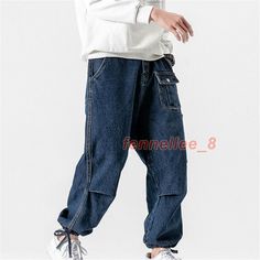 Men Cargo Pocket Jeans Retro Denim Pants Elastic Waist Hip Hop Blue Trouser Chic This item is for one pair of pants. Please note this is in Asian sizing, smaller than western size e.g. UK, US, AU. Please check the measurements carefully before making a purchase. If you are not sure which size to buy, please provide height and weight, we will recommend a suitable size. Please allow 2-3cm discrepancy due to different measurement method. Material: cotton blend Color: blue M: length 94cm/ 37.0 in , Blue Hip Hop Jeans With Pockets, Blue Hip Hop Jeans, Dark Wash Hip Hop Pants With Pockets, Hip Hop Style Denim Jeans For Fall, Hip Hop Dark Wash Pants With Pockets, Hip Hop Jeans With Cargo Pockets In Dark Wash, Baggy Dark Wash Hip Hop Cargo Jeans, Dark Wash Hip Hop Jeans With Cargo Pockets, Baggy Denim Cargo Jeans Hip Hop Style