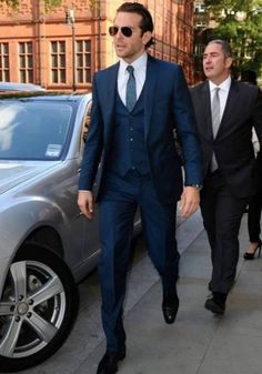 Men In Suits, White Handkerchief, A Man In A Suit, Man In A Suit, Wedding Info, Professional Men, Wearing Sunglasses, Navy Suit, Sharp Dressed Man