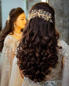 Reception Hairstyles Indian Brides Gown, Engagement Hairstyles With Gown, Reception Hairstyles Indian, Engagement Hairstyles Indian, Medium Hairs, Hair Styles Ideas