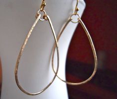 Gold Hammered Hoop Gold Teardrop Hoop Medium 14K by SueanneShirzay Long Beach Ny, Handmade Hoop Earrings, Hammered Hoop Earrings, Earrings Teardrop, Hammered Earrings, Gold Filled Hoops, Colorful Jewelry, Gold Texture, Gold Hoop Earrings