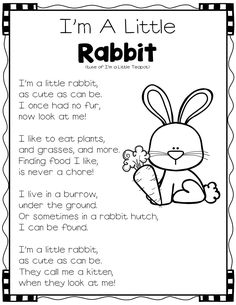 i'm a little rabbit worksheet for kids to learn how to read