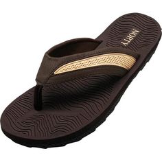 Norty - Men's Flip Flop Thong Sandal, Fun for everyday wear, Soft and comfortable, Two-tone straps with soft fabric between your toes, Textured molded footbed, Rugged non-skid sole, Man Made Materials, Made in China, #40347 Size: 11 D(M)US.  Color: Brown.  Gender: male.  Age Group: adult. Brown Non-slip Flip Flops For Vacation, Non-slip Brown Beach Slippers, Brown Non-slip Beach Slippers, Brown Slip-on Flip Flops For Outdoor, Brown Non-slip Flip Flops, Brown Non-slip Round Toe Flip Flops, Sandals Brown, Slipper Shoes, Brown Sandals