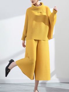 Wide Leg Sets For Fall, Spring Crew Neck Sets With Solid Color, Solid Color Crew Neck Sets For Spring, Solid Crew Neck Spring Sets, Solid Crew Neck Sets For Spring, Spring Solid Color Long Pants Sets, Solid Color Matching Set For Fall, Stretch Solid Color Workwear Sets, Solid Color Stretch Sets For Workwear