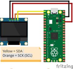 an orange circuit is connected to a rasp board