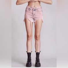 R13 Shredded Slouch Shorts. Brand New Without Tags. Size 29. Color: Washed Pink Slouchy Cut Off Short Heavy Sanding And Distressing Throughout Shredding On Front Cut Off Hem True To Fit Model Is 5'11" And Wearing Size 25 Bust 34"; Waist 24"; Hips 35" Machine Wash Imported 100% Co Cut Off Shorts, Sanding, Cut Off, Fitness Models, Womens Shorts, Brand New, Tags, Pink, Women Shopping