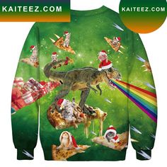 Cat Pig And Rex Pizza Fest Ugly Christmas Sweater Xmas Jumpers, Tacky Christmas, Funny Christmas Sweaters, Christmas Hoodies