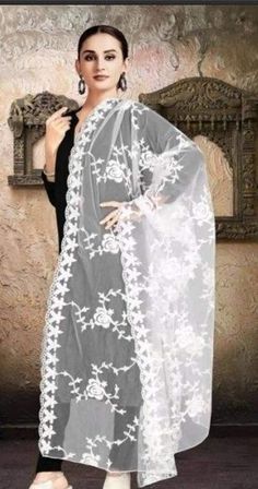 Net Moti Border Embellished Dyeable Dupatta, Wedding Dupatta, Lehanga Dupatta, Party Wear Dupatta Jaipuri dupatta Fabric - Dyeable Net Fabric. The white fabric can be dyed into any color of your choice and the golden/silver work will not go bad. The fabric will also not shrink. Work - Four-side lace with Golden/Silver beads. Embroidered booties in the center. Length - 2.5 Meters (approx) Ideal for - Women Occasion - Wedding Dupatta, Lehanga Dupatta, Party Wear Dupatta Jaipuri dupatta. Can be use Jaipuri Dupatta, Wedding Dupatta, Net Pattern, Net Fabric, Silver Work, White Fabrics, Jaipur, Lehenga, Party Wear