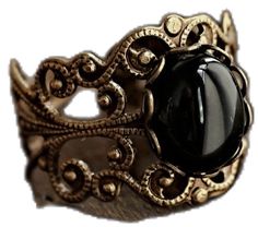 Elegant Adjustable Bronze Rings, Vintage Black Oval Cabochon Jewelry, Vintage Black Oval Filigree Ring, Elegant Black Jewelry With Antique Finish, Vintage Adjustable Filigree Ring For Formal Occasions, Adjustable Vintage Filigree Ring For Formal Occasions, Vintage Black Jewelry With Antique Finish, Vintage Onyx Oval Cabochon Jewelry, Black Onyx Stone