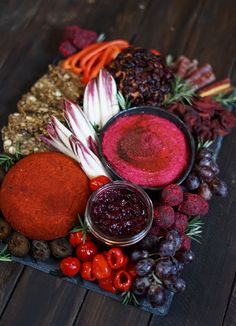 a platter filled with different types of food