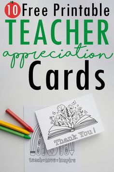 teacher appreciation cards with pencils and an apple on the table next to each other