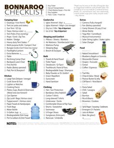 the camping check list is shown in this graphic style, with instructions on how to use it