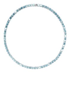 Find SWAROVSKI Atrix Tennis Crystal-ebellished Necklace on Editorialist. light blue rhodium plating round cut stones clasp fastening Blue Jewelry Necklace, Light Blue Diamond Necklace, Light Blue Accessories, Baby Blue Jewelry, Light Blue Jewelry, Blue Diamond Necklace, Designers Jewelry Collection, Swarovski Necklace, Demi Fine Jewelry