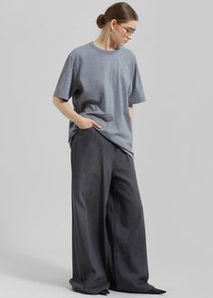 By Malene Birger Fayeh T-Shirt - Grey Melange – The Frankie Shop Gray Oversized Short Sleeve T-shirt, Gray Cotton Short Sleeve T-shirt, Oversized Gray Short Sleeve T-shirt, Heather Grey Relaxed Fit Short Sleeve T-shirt, Paris Store, Denim Suit, The Frankie Shop, Frankie Shop, Paris Woman