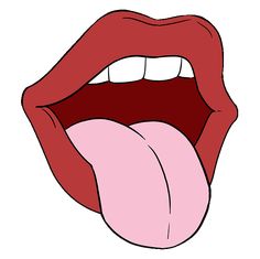 an open mouth with the tongue showing it's large, long tongue and pinkish lips