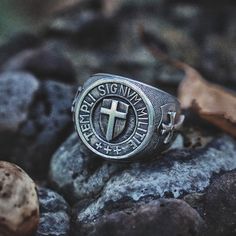 Knights Templar Ring ⋆ Buy online - $245 ⋆ Silver ring (crosses and shield) Symbolic Rings With Polished Finish For Commemoration, Spiritual Sterling Silver Rings With Engraving Option, Symbolic Silver Ring For Commemoration, Symbolic Sterling Silver Oval Ring, Symbolic Sterling Silver Rings With Polished Finish, Sterling Silver Spiritual Rings With Polished Finish, Sterling Silver Rings With Polished Finish In Spiritual Style, Spiritual Sterling Silver Rings With Polished Finish, Heirloom Silver Rings For Commemoration