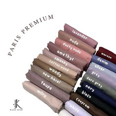 six pairs of pants with the words paris premium on them in different colors and sizes