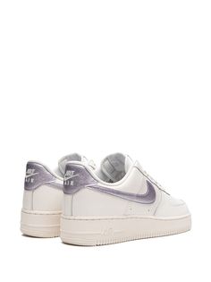 "Find NIKE Air Force 1 \"\"metallic Purple\"\" Sneakers on Editorialist. white/purple leather signature Swoosh logo detail perforated toebox round toe front lace-up fastening logo patch at the tongue branded heel counter flat rubber sole These styles are supplied by a premium sneaker marketplace. Stocking only the most sought-after footwear, they source and curate some of the most hard to find sneakers from around the world." Nike Sneakers With Embossed Logo For Streetwear, Nike Air Force 1 High-top With Embossed Logo, High-top Nike Air Force 1 With Embossed Logo, Nike Air Force 1 Low-top With Embossed Logo, Nike Air Force 1 With Laces For Streetwear, Nike Air Force 1 With Embossed Logo For Sports, Sporty Nike Air Force 1 With Perforations, Nike Air Force 1 Perforated Lace-up Sports Shoes, Nike Air Force 1 Sporty Shoes With Embossed Logo