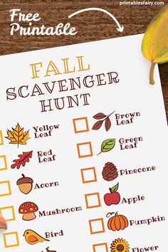 a printable fall scavenger hunt for kids