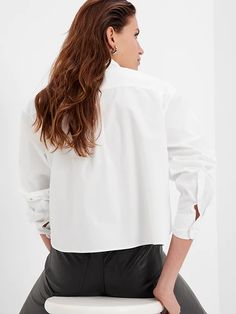 100% Organic Cropped Shirt | Gap Cropped Long Sleeve Shirt, Linen Crops, Cropped Long Sleeve, Cropped Shirt, Crop Shirt, Cotton Poplin, Long Sleeve Shirt, Style Me, Sleeve Shirt