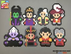 pixel art stickers with different characters on them