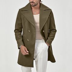 Season:Fall  Winter; Fabric:Polyester; Sleeve Length:Long Sleeve; Gender:Men's; Style:Classic,Casual,Fashion; Occasion:Vacation,Daily,Going out; Placket:Double Breasted; Function:Soft; Pattern:Plain; Design:Pocket; Neckline:Turndown; Outerwear Type:Trench Coat,Coat; Listing Date:07/23/2024; Bust:; Length:; Shoulder Width:; Sleeve: Luxury Brown Sport Coat With Flap Pockets, Soft Pattern, Winter Fabric, Outerwear Outfit, Classic Casual, Plain Design, Clothing Apparel, Mens Outerwear, Style Classic