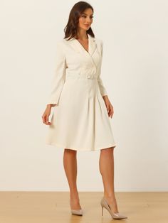 Shop Allegra K for work elegant notched collar belted pleated button blazer dress you are looking for, get more women's dresses for yourelf. Order now! Free Returns! Blazer Design, V Neck Collar, Work Dresses For Women, Classic Heels, Blazer Designs, Office Environment, Comfortable Design, Black Velvet Dress, Work Dress