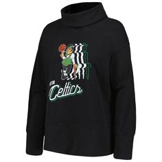 Celebrate your unwavering Boston Celtics spirit with the Women's Levelwear Black Boston Celtics Sunset Pullover Sweatshirt. This modern, relaxed-fit sweatshirt features an oversized design and asymmetrical open slits on the back, adding a touch of style to your game day attire. Screen-printed graphics proudly display your Boston Celtics pride, while the French terry lining ensures comfort and warmth during chilly games. Whether you're cheering from the stands or simply showing your support, this Sports Top With Relaxed Fit And Funnel Neck, Sportswear Long Sleeve Tops For Leisure, Long Sleeve Sportswear Tops For Leisure, Fall Sportswear Funnel Neck Tops, Casual Funnel Neck Sports Top, Black Sportswear Tops For Leisure, Athleisure Cotton Funnel Neck Top, Relaxed Fit Tops For Leisure In Winter, Cotton Athleisure Top With Funnel Neck