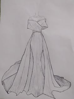 a drawing of a dress that is drawn in pencil on paper with the image of a woman's gown