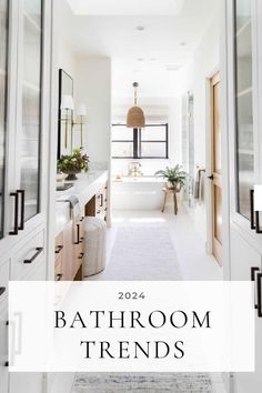 a white bathroom with black trim and the words, 2012 bathroom trends on it