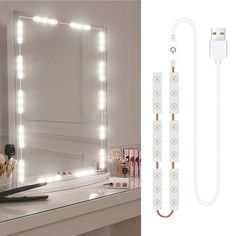 an image of a vanity mirror with lights on it