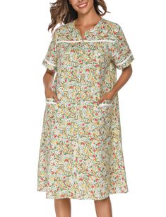 Grandma Nightgown, Old Lady Nightgown, Moomoo Dress, Night Snap, Patio Dress, Modest Neckline, Muumuu Dress, House Coat, House Dresses