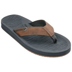 Equipped with a layer of specialized Nuve Foam built into footbeds, the Cobian Austin Thong Sandals for Men deliver a ride that's smooth, comfortable, and far beyond your expectations. Plus, the laser-engraved top soles are anatomically designed for full arch support and foot-cradling comfort. The hand-stitched, oiled leather straps top these sandals off with a handsome look. Cobian Austin flip-flops also feature logo-branded rubber outsoles for durability and dependable traction. Imported. Manu Sandals For Men, Mens Shoes Boots, Strap Tops, Thong Sandals, Good Brands, Arch Support, Chestnut, Outdoor Gear, Mens Flip Flop