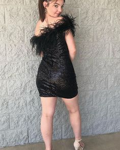 one shoulder black asymmetrical sequin tight homecoming dress with feather Light Blue Homecoming Dresses, Black Sequin Shorts, Dress With Feathers, Sequin Homecoming Dress, Perfect Dresses, Mini Prom Dresses, Dress Display, Professional Dress, Blue Homecoming Dresses