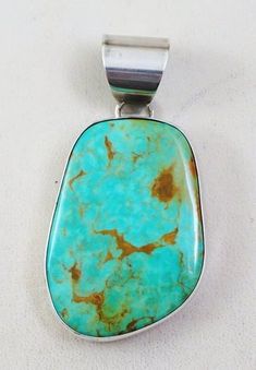 Item #1042W- Navajo Royston Turquoise Sterling Silver Pendant by EM Teller Oyster Jewelry, Native American Turquoise Jewelry, Authentic Turquoise Jewelry, Women's Watch Bands, Spiny Oyster Jewelry, Collectible Pottery, Colored Stone Rings, Zuni Jewelry, Ivory Earrings