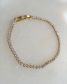 • 18k gold filled • bracelet • zircon • 7 inches Bracelet Tennis, Tennis Bracelet, Gold Filled, Gold Bracelet, 18k Gold, Tennis, Fine Jewelry, Bracelet, Gold