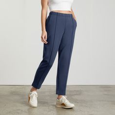 Morning Meetings, Drape Pants, Wide Leg Crop Pants, Blue Trousers, Wide Leg Cropped Pants, Black High Waist, Pleated Pants, Slim Fit Pants, Seamless Leggings