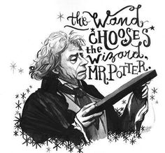 a drawing of an old man holding a book with the words,'the wind choose the