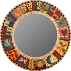 Large Circle Mirror –  Make the Time Sweet circle mirror with nature motif Large Circle Mirror, Circle Mirrors, Eclectic Mirrors, Sticks Furniture, Large Round Mirror, Nature Motifs, Handmade Mirrors, Circle Mirror, Circular Mirror