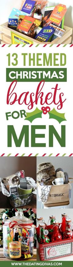 christmas baskets for men with text overlay