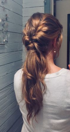 Bridesmaid Messy Ponytail, Pony With Braid Wedding, Bridesmaid Fishtail Braid, Boho Low Pony Wedding, Messy Fishtail Braid Wedding, Work Hairstyles, Wedding Hair Inspiration, Good Hair Day