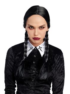 Friday Halloween Costume, Fishnet Trend, Friday Halloween, Wednesday Costume, Halloween Costume For Women, Wednesday Addams Costume, Addams Family Costumes, Addams Family Wednesday, Faux Hair