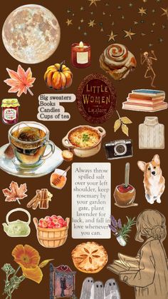 an image of a brown background with little women and other things to eat on it