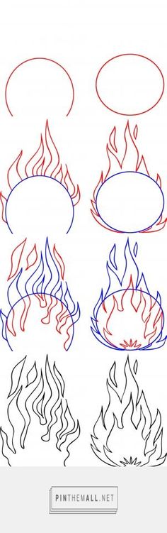 how to draw fire flames step by step